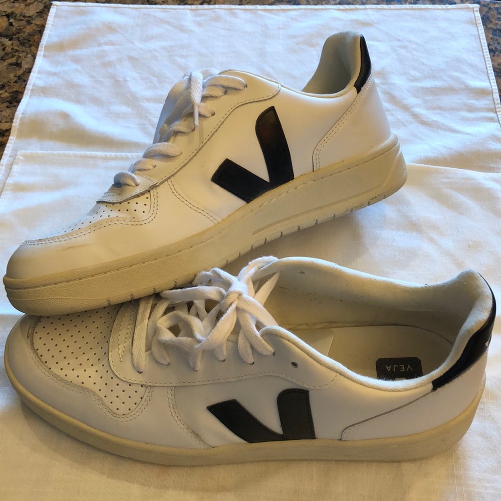 Veja white sneakers with black V